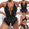 Women's Sexy Lace Hollow Out One-Piece Deep V Sexy Split Sexy Lingerie