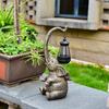 Resin Elephant Statue Garden Decorations Landscape Lights Props Solar Garden Figurine Lamp Retro Desktop Craft Outdoor Ornaments