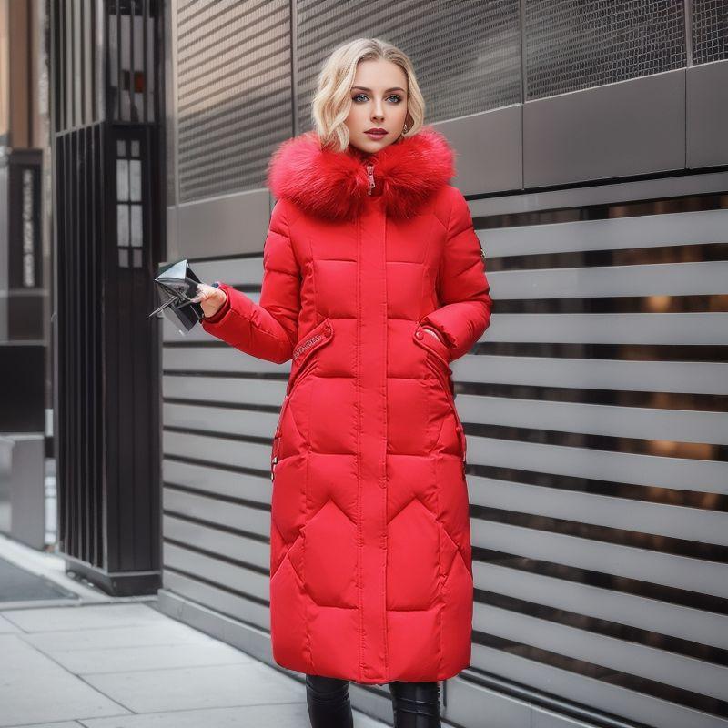 Women Parkas Winter Jacket Long Overcoat Thicken Coat Fur Collar Hooded Zipper Warm Snow Wear Woman Padded Clothes