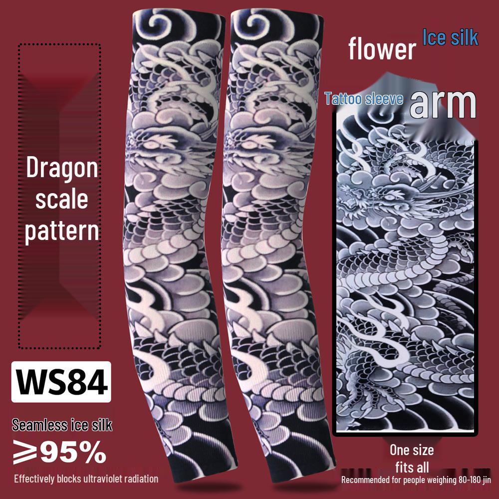 Рукава из ледяного шелка для защиты от солнца с татуировкой для мужчин и женщин - Летние для вождения, езды на велосипеде, с цветочным дизайном