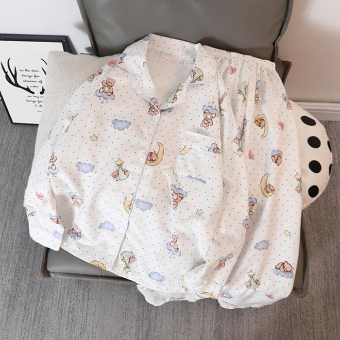 Милый кавайный комплект из двух частей с принтом «звезда, собака, письмо», Y2K, милая повседневная домашняя одежда, женская пижама, новая осенняя пижама с V-образным вырезом для женщин