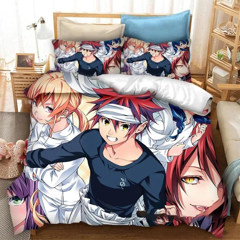 Аниме Food Wars Shokugeki no Soma Комплект постельного белья Мальчики Девочки Двуспальный Queen Size Пододеяльник Наволочка Постельное Белье Дети Взрослые