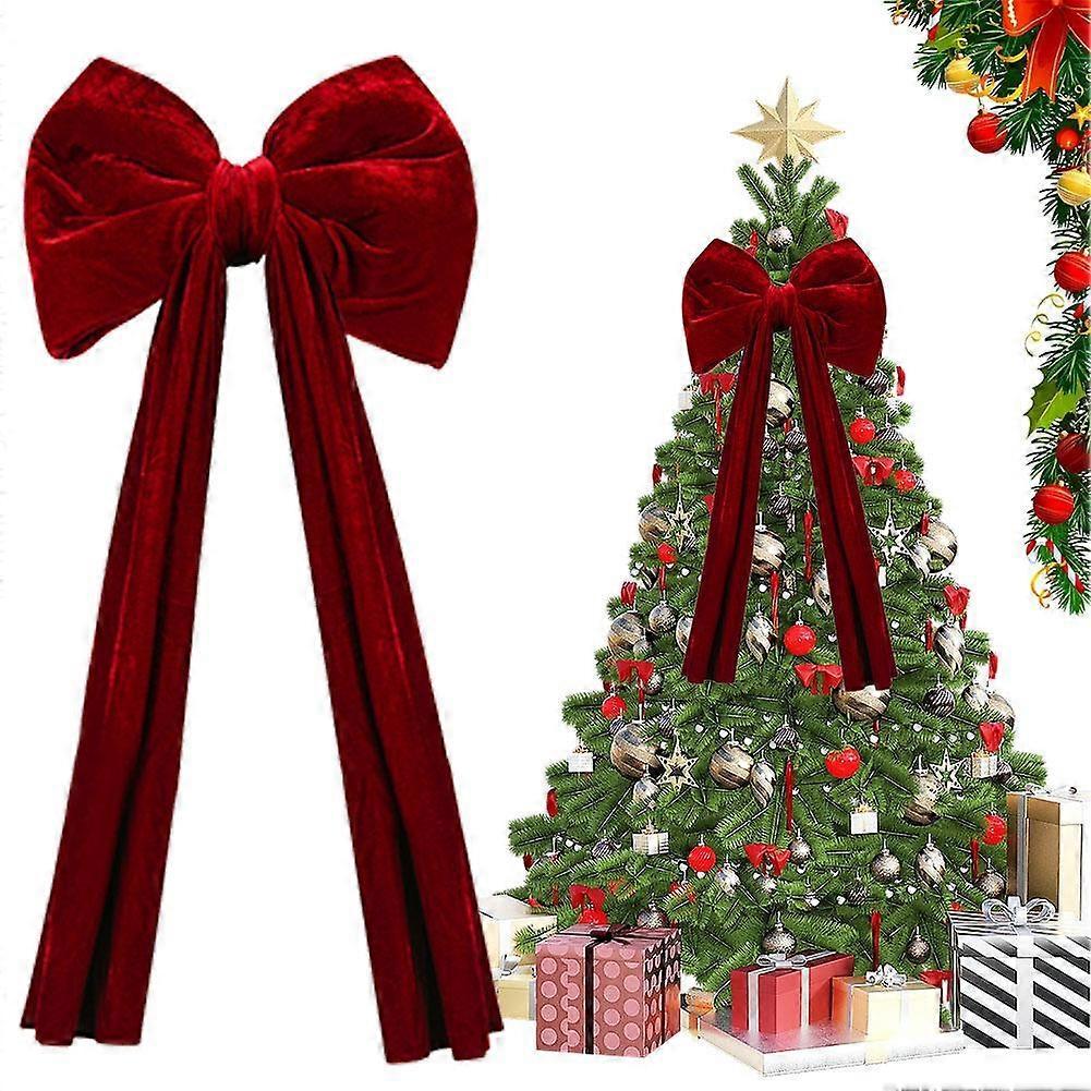 Large Red Flannel Festival Bow Pendant 80x40cm Tree Gift Decor Festive