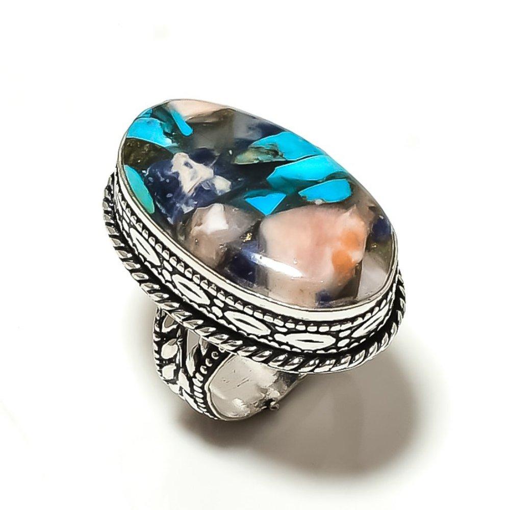 Spiny Oyster Gemstone Handmade 925 Sterling Silver Jewelry Ring Size 7 I1y82