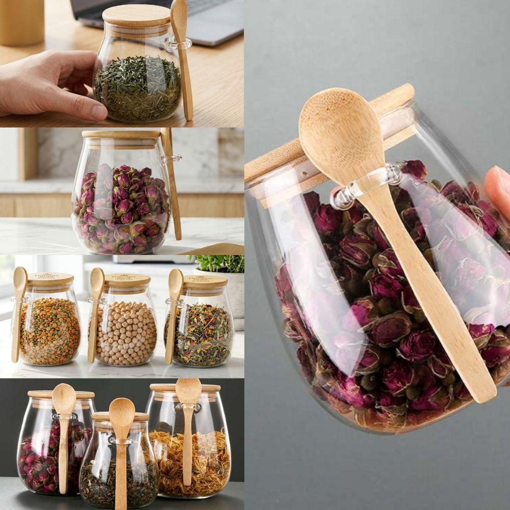 Leak-Proof Glass Storage Jars Wide Mouth Glass Canister Jar Kitchen Canisters Grains