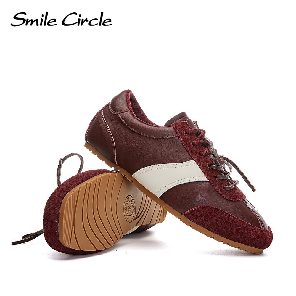 Женские кроссовки из натуральной кожи с круглым носком и шнуровкой, удобная модная повседневная обувь