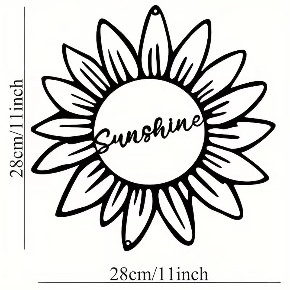 Metal Sunflower with Sunshine Sign - Modern Wall Art for Bedroom and Living Room, Stylish Interior Home Decoration, Perfect Gift