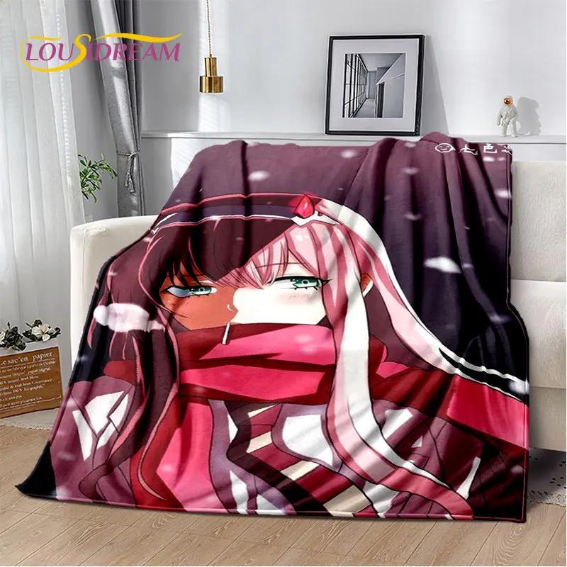 Мягкое плюшевое одеяло Zero Two DARLING In The FRANXX, фланелевое одеяло для гостиной, спальни, кровати, дивана, чехол для пикника, 3D