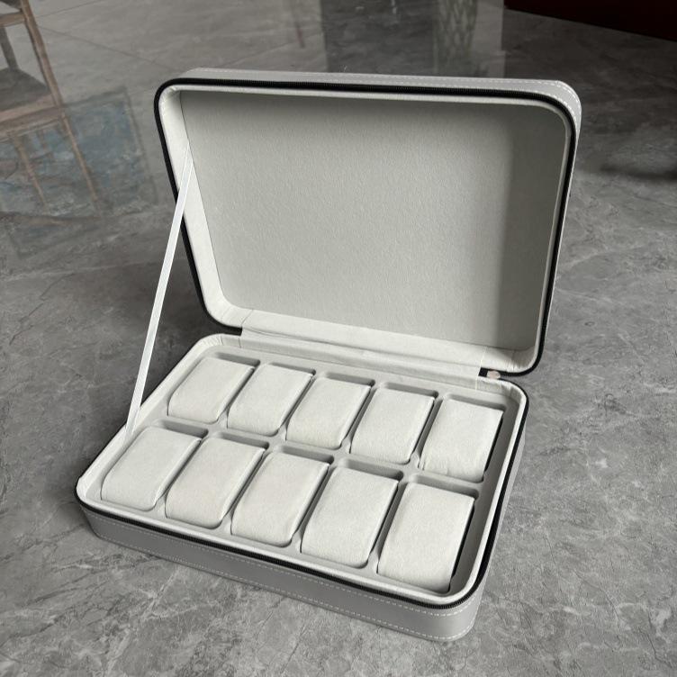 Портативная коробка для хранения на молнии из ПУ кожи для часов и ювелирных изделий, варианты на 6, 10 и 12 ячеек