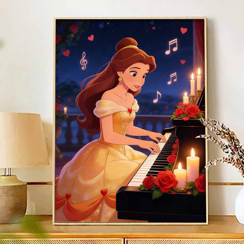 Disney Набор для алмазной мозаики Классическая Белль Играет на пианино Романтичный Декор для дома Поделка Идеальная Идея для Подарка Алмазное Искусство