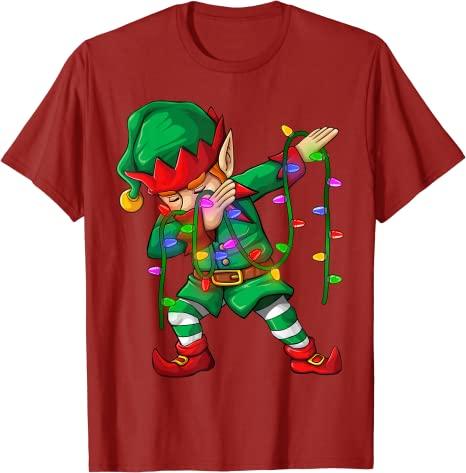 Dabbing Santa Elf Unicorn Christmas Costume Squad Kids Boys Unisex Xmas Gifts TShirt Funny DabbingElf Family Matching Tee Tops