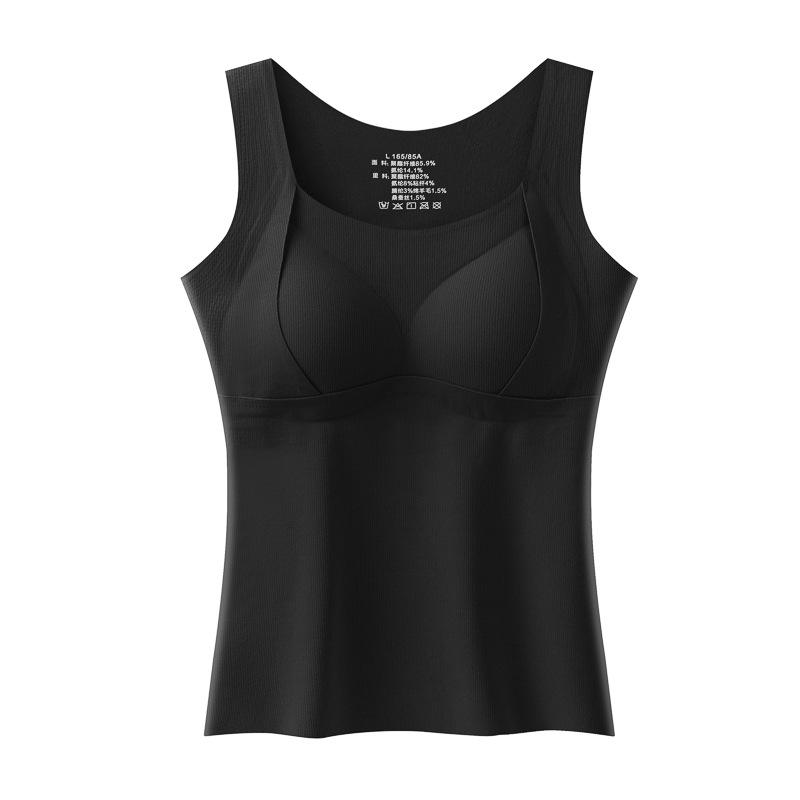 Женский антистатический длинный теплый жилет: Встроенные чашки бюстгальтера, Акрил, Мягкий цельный верхний и нижний слой для осени/зимы