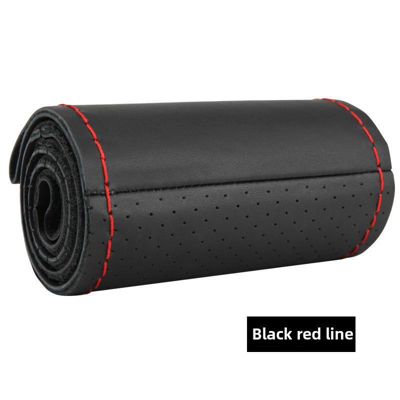 Универсальный комплект чехлов на ручки автомобиля и рулевое колесо из натуральной кожи - цветной сшитый вручную - 1-й слой коровьей кожи - Four Seasons - боковое отверстие