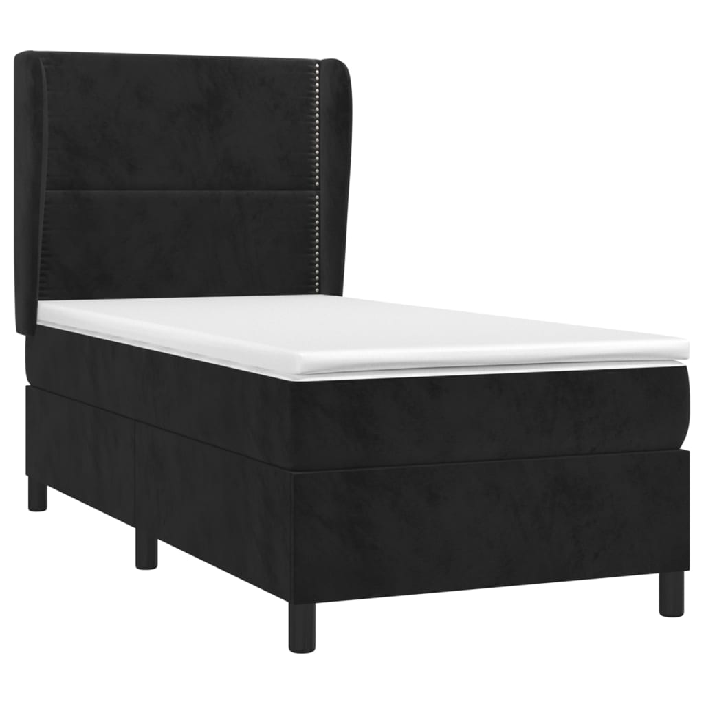 Vidaxl Континентальная кровать с матрасом, черная, бархатная 100x200 см