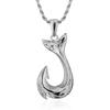 Hawaiian Jewelry Fishhook Scroll Engraved Fish Hook Pendant Necklace Silver 925 with Rope Chain Men's (Comes 55cm)