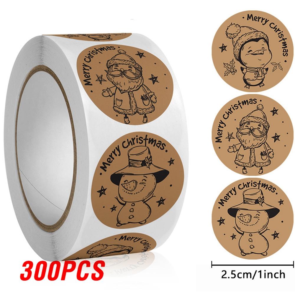100-500pcs Merry Christmas Sticker , Round Adhesive Decoration Sticker for Cards Envelope Seal Xmas Gift Wraps Box Bags