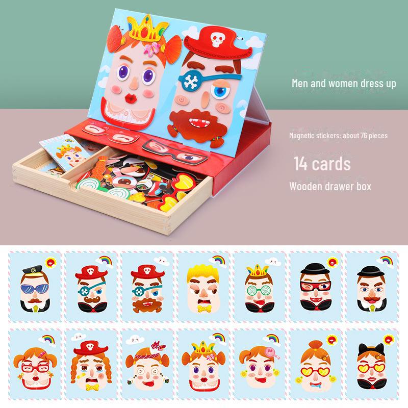 Magnetic Wooden Dress-Up Puzzle Board for Kids
