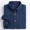 Men's Versatile Casual Long Sleeve Denim Pocket Shirt Regular-Fit Comfortable Soft 100% Cotton Washed Durability Work Shirts