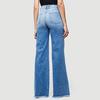 Gradient Color Multi Pockets Button Fly Tassel Women Jeans Fashion Mid-Waist Women Flare