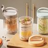 430 мл стаканчики для завтрака овсяные хлопья орехи йогурт салат стаканчик герметичный стеклянный контейнер для овса с крышкой ложка коробка для хранения продуктов