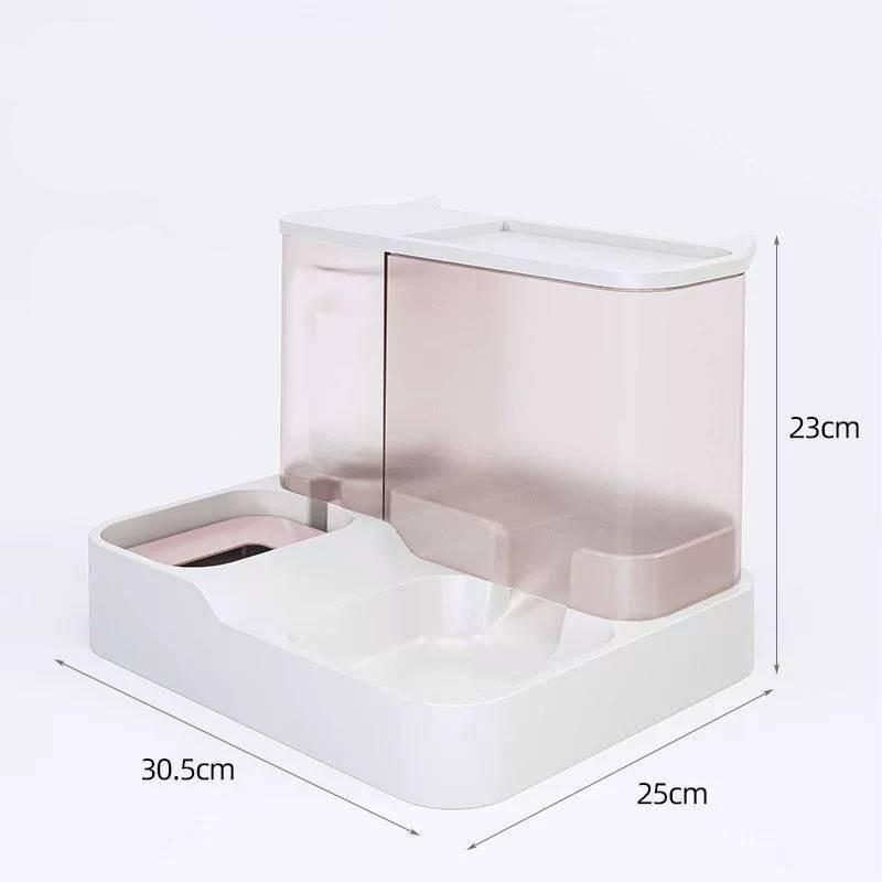 Automatic Pet Food Dispenser Water Fountain Large Capacity Plastic Material Blue/pink/grey