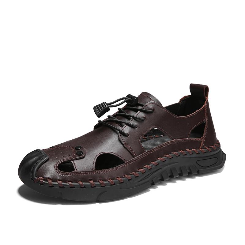 Летние мужские кожаные сандалии, легкие дышащие пляжные сандалии для отдыха на природе, повседневная обувь