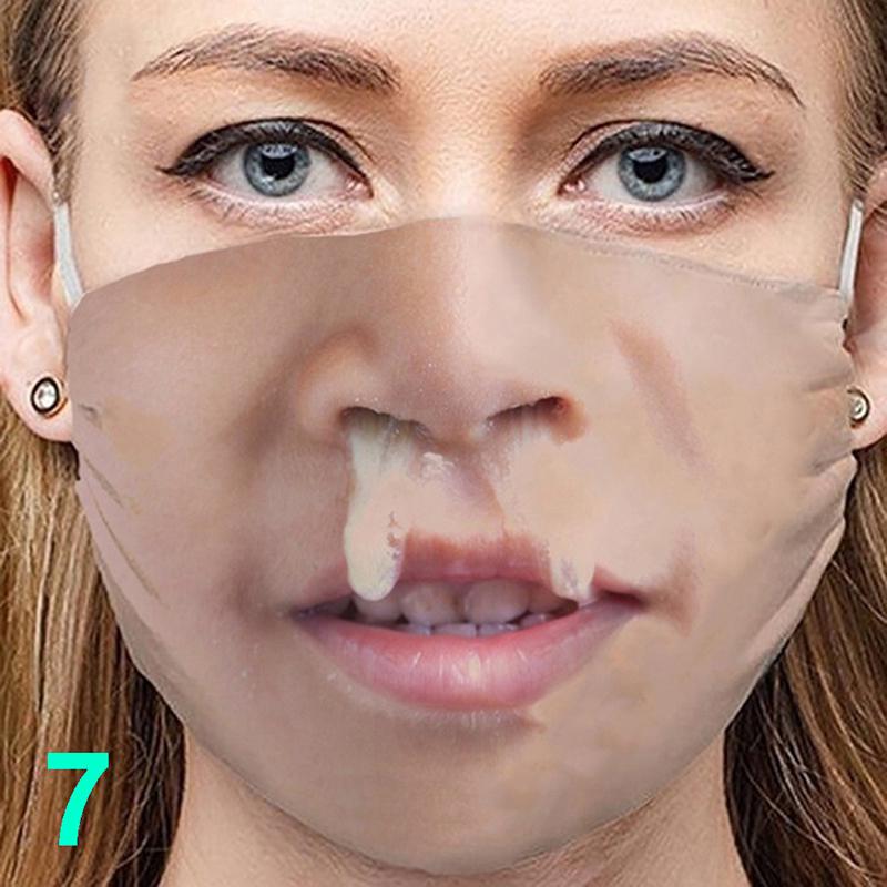 Unisex 3D Funny Face Printed Masks Windproof Adjustable Mouth Mask Halloween