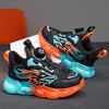 Детские кроссовки противоскользящие кожаные для мальчиков для бега ходьбы легкие оранжевые повседневные детские туфли с модным узором дракона