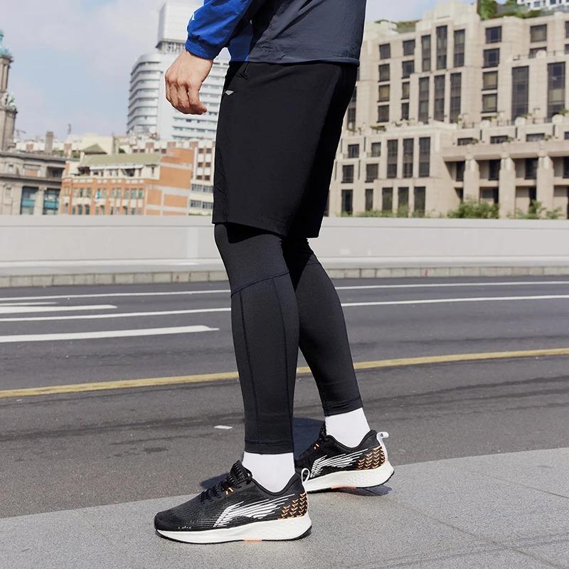 Мужские леггинсы Li Ning Plain Letter Print с высокой талией и фитнес-принтом, черные AULR091-1