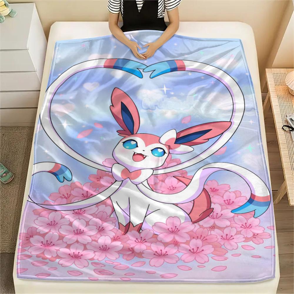 Sylveon Warm Print Flannel Blanket for Home Bedroom Sofa Travel Picnic Use.-TING