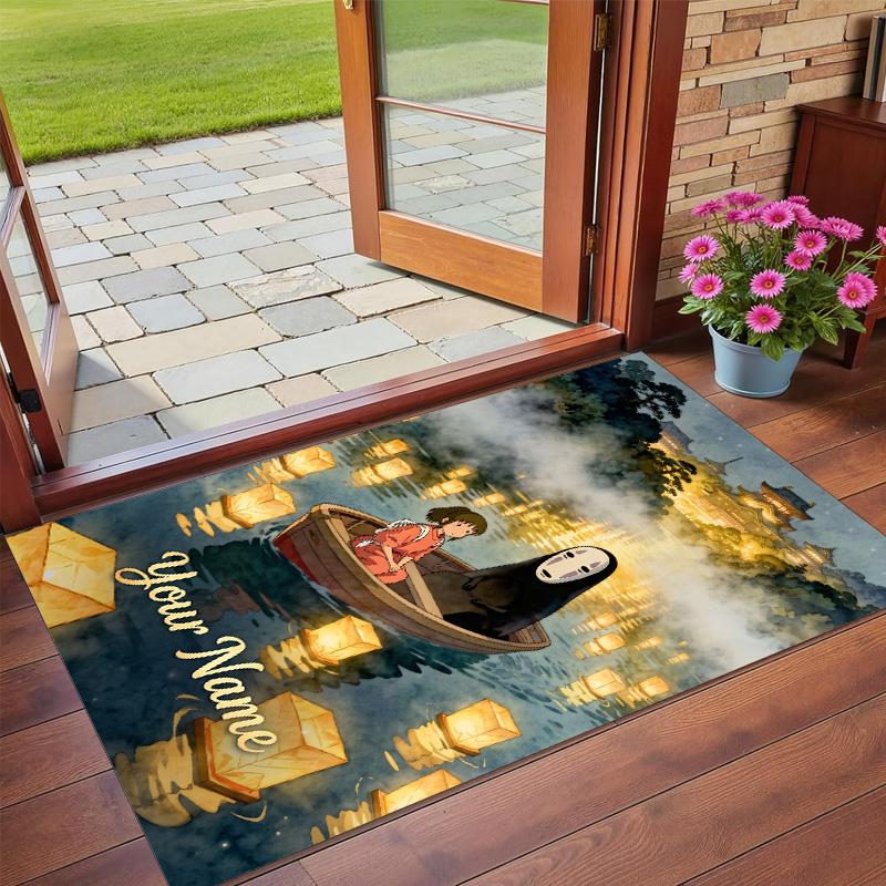 Crystal Velvet Rug Custom Name Text, Soft Non Slip Floor Mat Home DecorSpirited Away