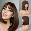 LISI HAIR Women Short Straight Black Bob Synthetic Fiber Wigs with Bangs Short Straight Wigs for Women Cosplay Lolita