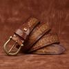 Thickened Extra Thick Personalized Engraved Retro Matte First Layer Cowhide Belt Men'S Genuine Leather Horseshoe Buckle Casual Denim Belt