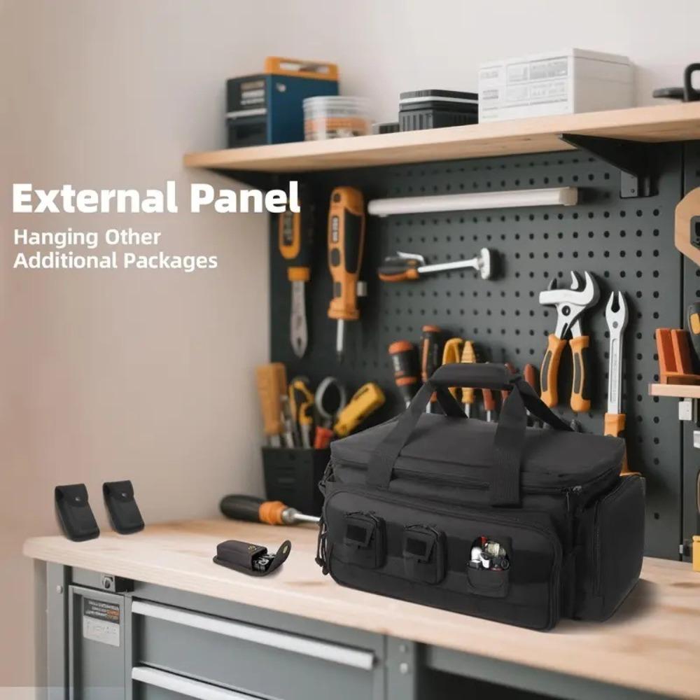 14 Inch Black Canvas Tool Storage Bag Lightweight Electrician Portable Tote Bag Work Accessories