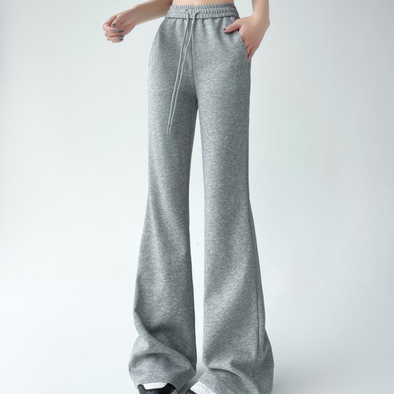 Элегантные женские повседневные брюки-клеш с широкими штанинами, новые модные свободные прямые брюки с высокой талией, женские однотонные простые офисные брюки со шнурком 2344