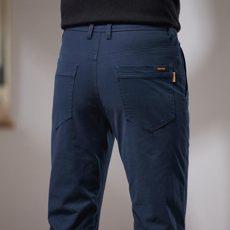 2024 Осень и зима Новые мужские высококачественные повседневные брюки из чистого хлопка, прямые брюки в деловом стиле, свободные, модные брендовые брюки