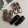 French Retro Square Head Shallow Mouth Mary Jane Small Leather Shoes 2025 Spring New Girl Soft Leather Low Heel Super Comfortable Single Shoes