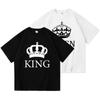 2023 Casual KING QUEEN Print Summer Cotton T Shirt Short Sleeve O Neck Loose Lovers' T Shirt Women Men Tops Tees