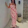 Women's Clothing New Summer Printed Loose Casual Sexy Strapless Dress Beach Vacation Skirt