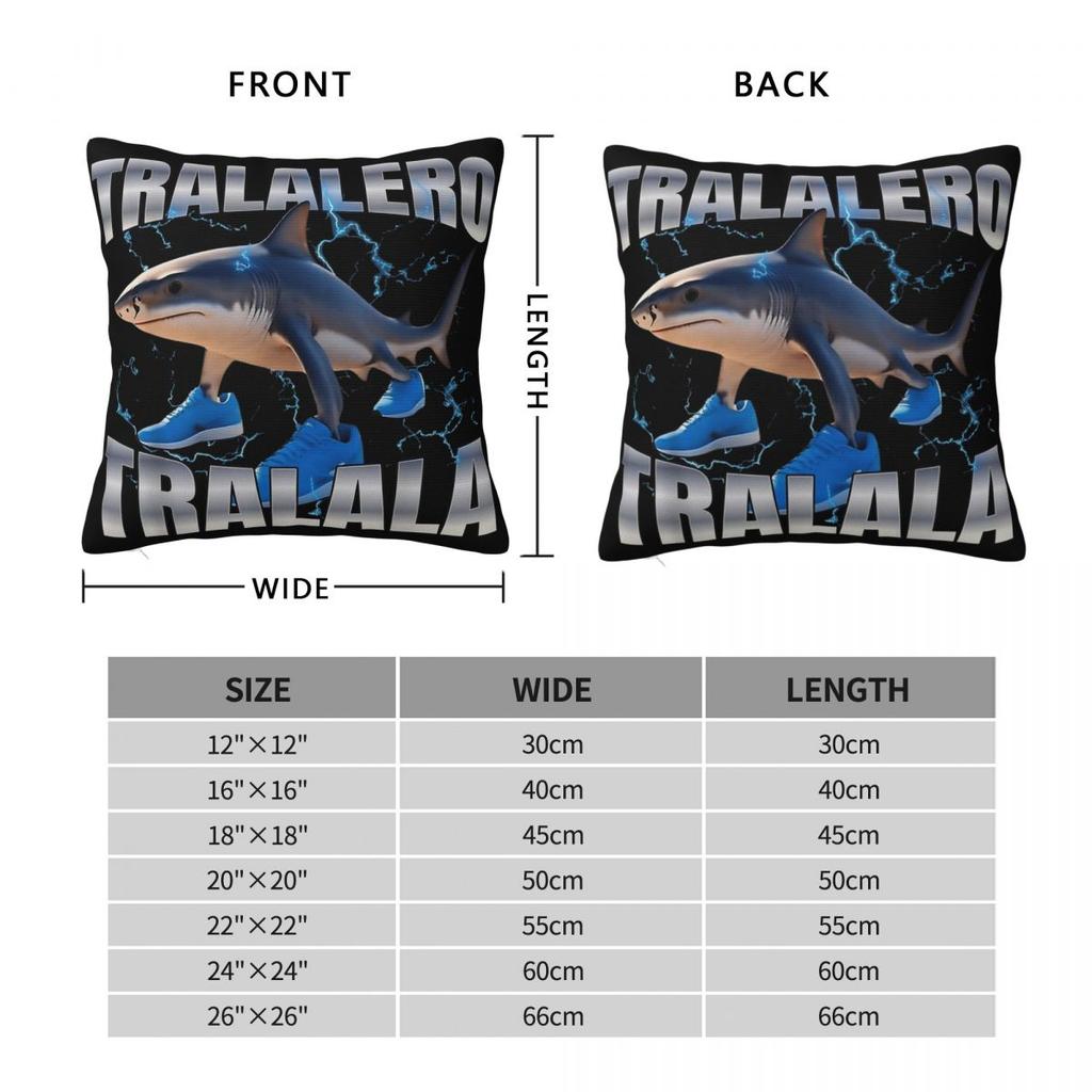 Tralalero Tralala Funny Shark Meme Pillowcase Printing Polyester Cushion Cover Decor Italian Brainrot Memes Pillow Case Cover