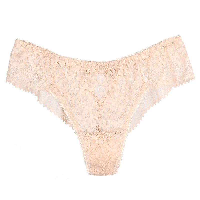 Sexy Mid-waist Lace Panties with Hollow Back Embroidery for Women