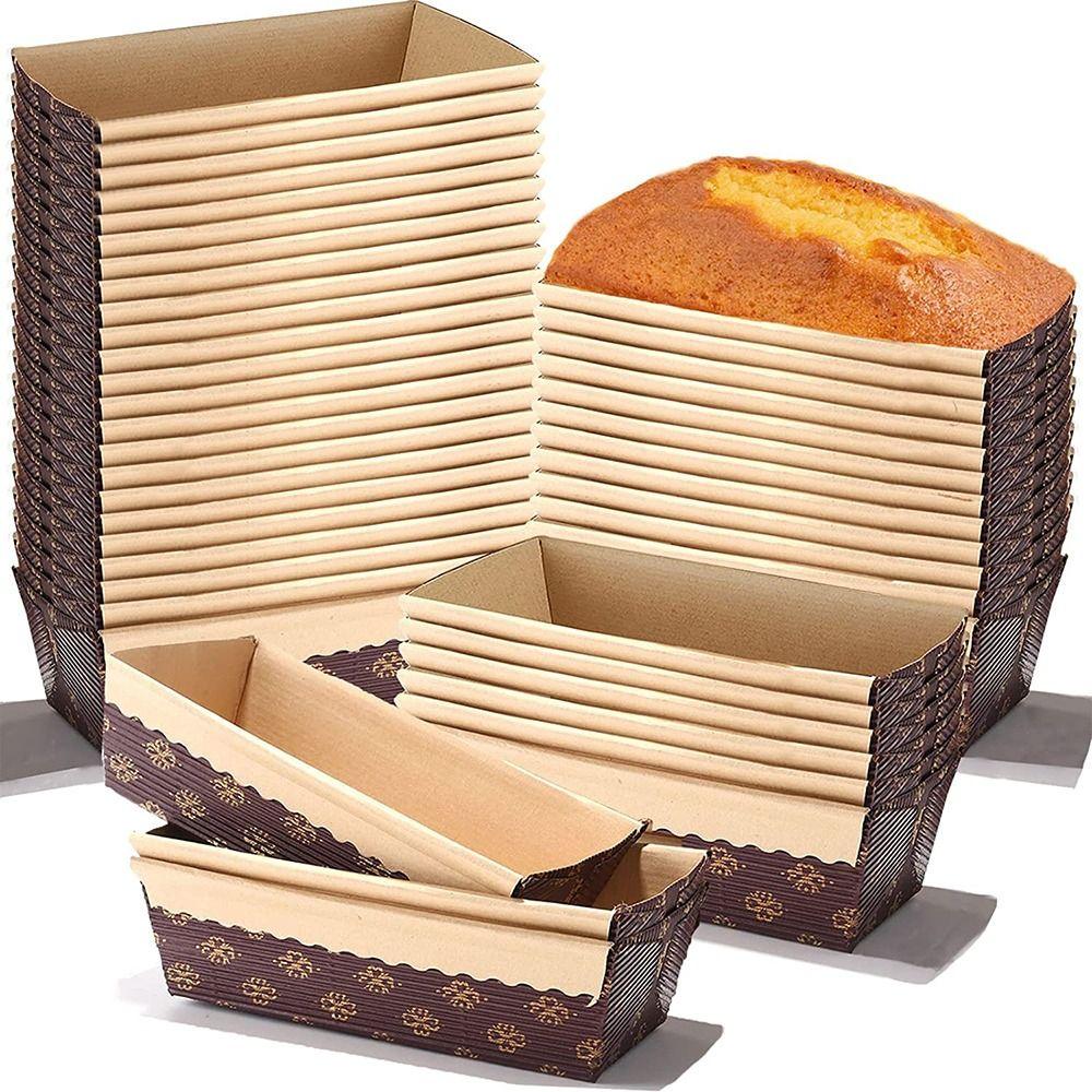 Wedding Bakery Disposable Baking Kraft Cake Liner Bread Tray Toast Box Paper Loaf Pans