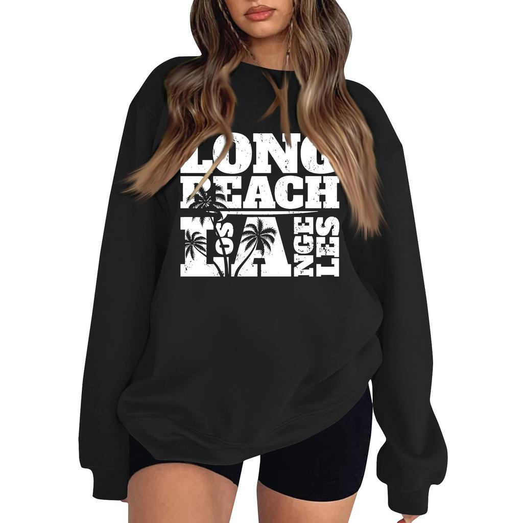 Женская повседневная модная блузка с длинным рукавом и круглым вырезом с принтом и пуловером