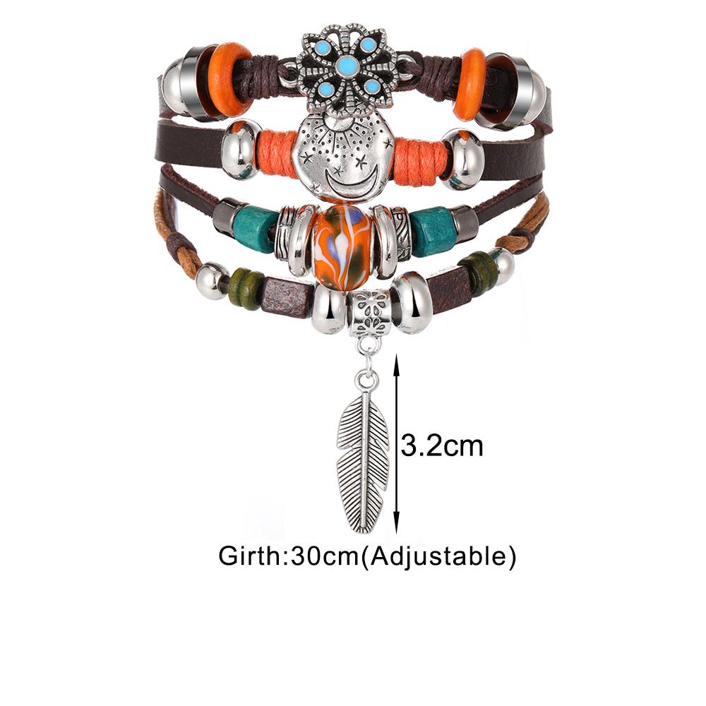 Винтажные кожаные тканые многослойные браслеты в этническом стиле в стиле бохо Эффектные украшения для женщин и мужчин