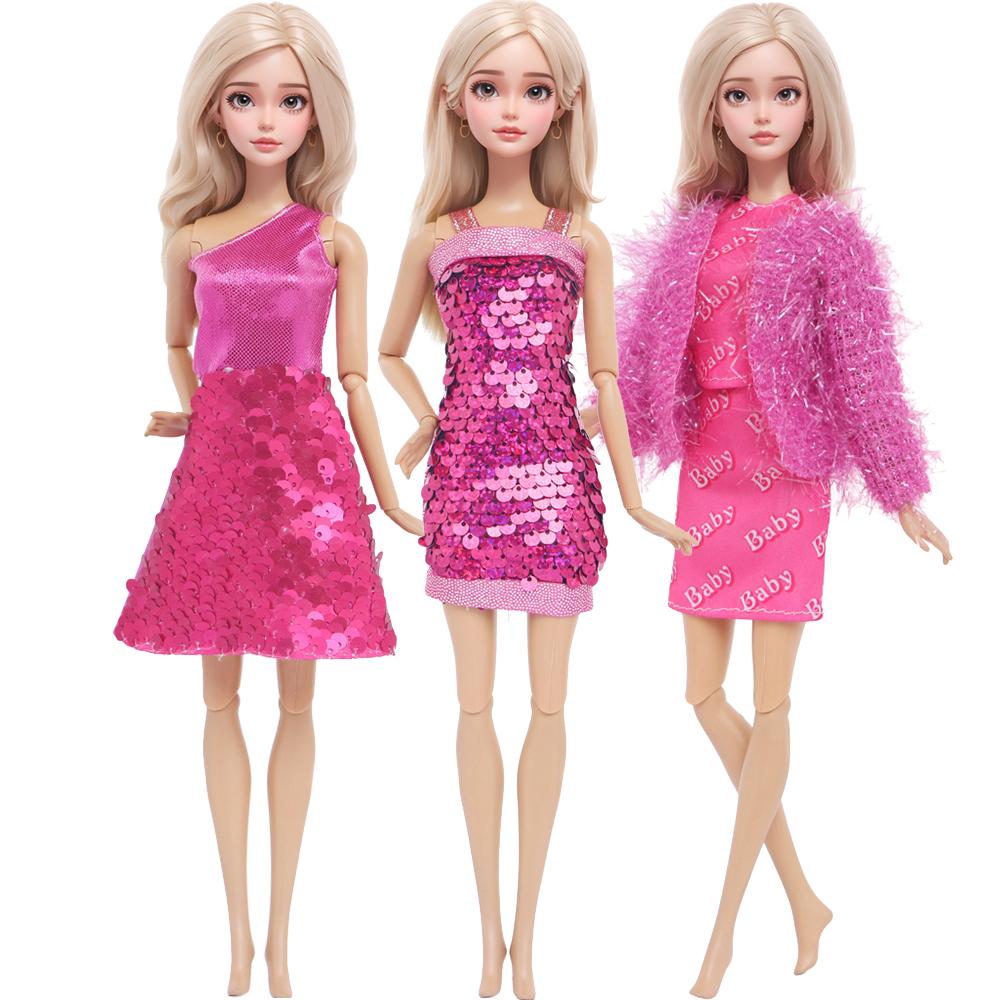 3 шт./компл. Модная одежда и аксессуары для куклы 30 см 11,5'' Кукла принцесса Девочка Блестящее розовое белое фиолетовое платье Наряд Детская игрушка Подарок