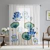 2 шт. HD Цифровой принт Голубой лотос Оконный ламбрекен Стиль украшения дома Декор Гостиная Спальня Эффект штор на штанге