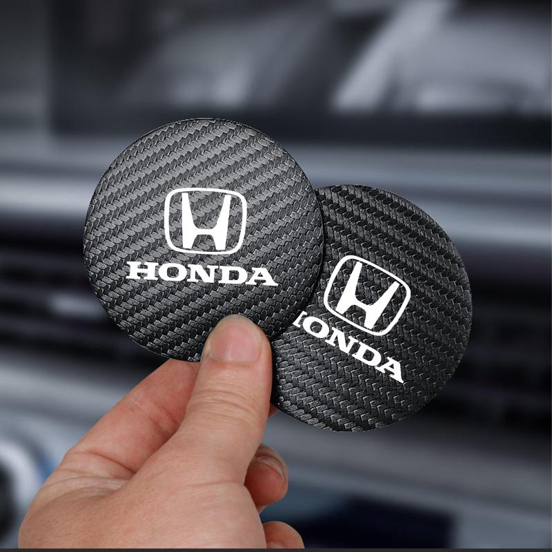 kymcz10 2Pcs Car Water Cup Pad Leather Sound Insulation Mat For Honda Civic Accord Crosstour Spirior Odyssey Avancier UR-V Sienna CR-Z