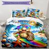 3pcs Custom Name Turtle Adventure Bedding Set Printed Bedding Set Duvet Cover Closure Includes 1 Duvet Cover & 2 Pillowcases Bedroom Decor