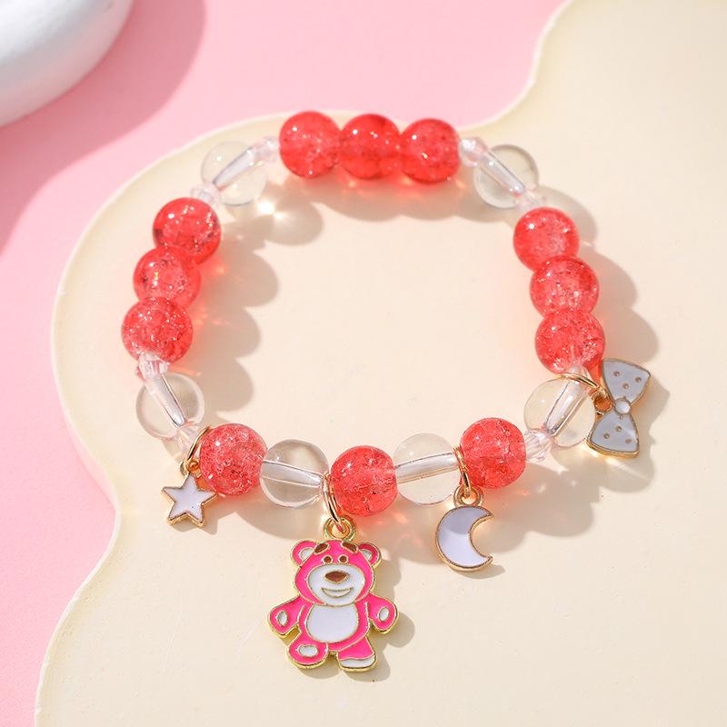 Браслет из хрустальных бусин Sanrio Cinnamoroll - Ручная работа, Мультяшный подарок для девушек-студенток, подруг и пар.