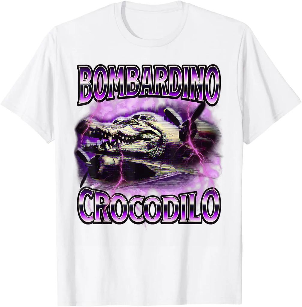 Bombardino Crocodilo Meme T-Shirt Men Women Short Sleeve Cotton Tees Funny Graphic T-shirt Y2k Outfit Summer Tops Men's Clothing